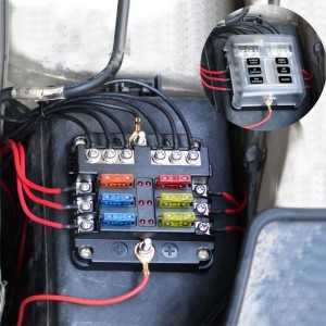 Portafusibili a 6 vie per fusibili lamellari automobilistici con indicatore LED