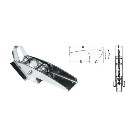 Musone a Ribalta in Inox per Ancore max 20kg 416x230x186mm Puleggia Inox OS0133700-18%