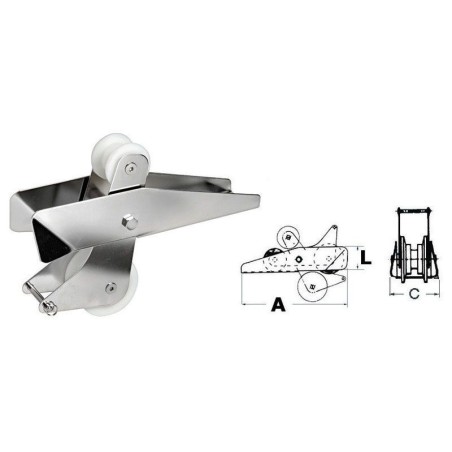 Musone a Ribalta in Inox per Ancore max 14kg 320x90x70mm Puleggia nylon OS0141900-18%