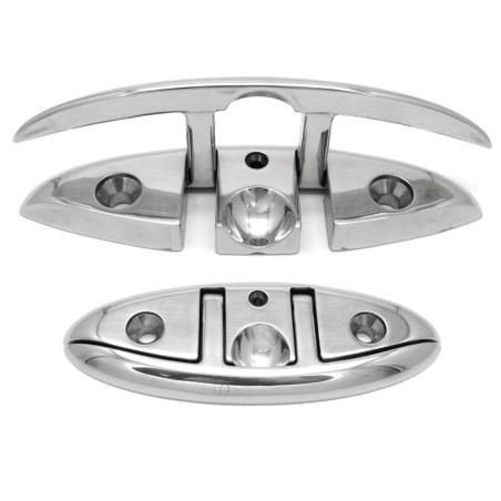 Foldable polished Stainless Steel mooring cleat. Length 120mm Width 40mm MT1114912
