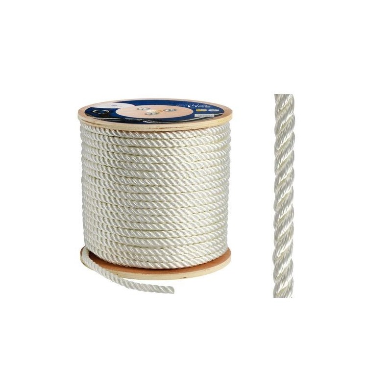High-strength 3-strand polyester line Ø 28mm White 100mt spool OS0644028