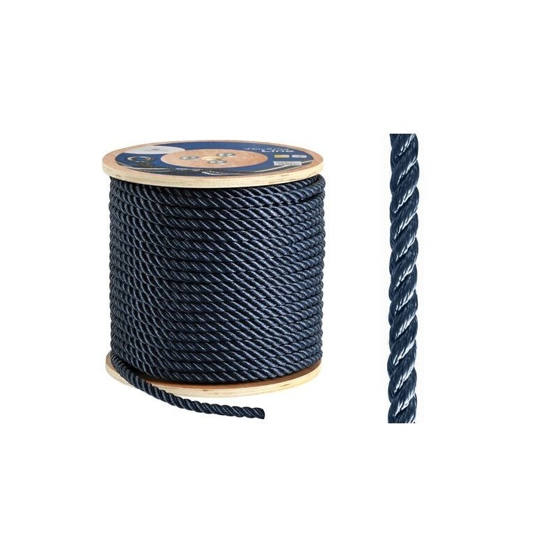 High-strength 3-strand polyester line Ø 22mm Blue 100mt spool OS0645322