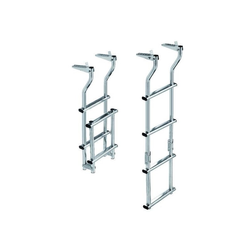 Stainless steel folding platform ladder 4 steel steps 95x23cm N30810111039