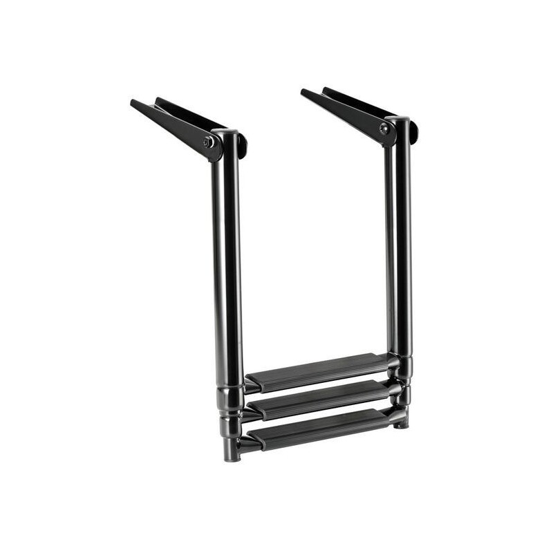 Total Black telescopic ladders for platforms black colour 3 steps OS4953603