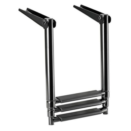 Total Black telescopic ladders for platforms black colour 3 steps OS4953603
