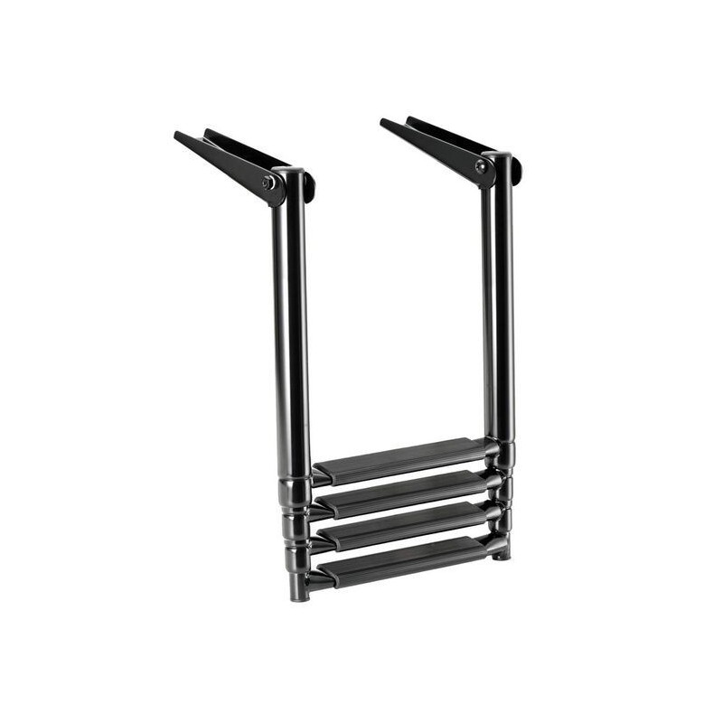 Total Black telescopic ladders for platforms black colour 4 steps OS4953604