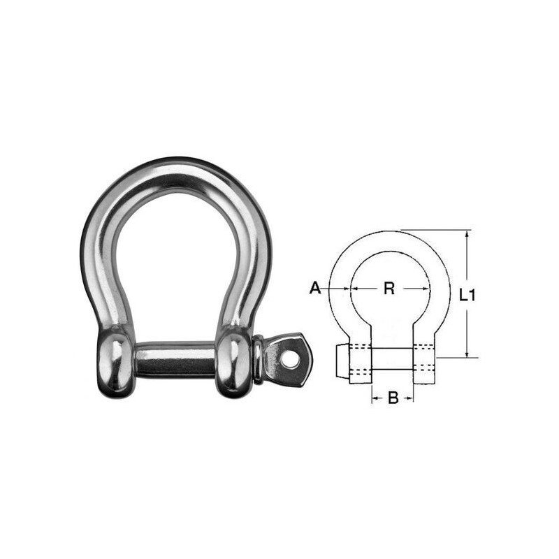 Stainless steel omega shackle with screw-lock - Pin 14mm N61641100437