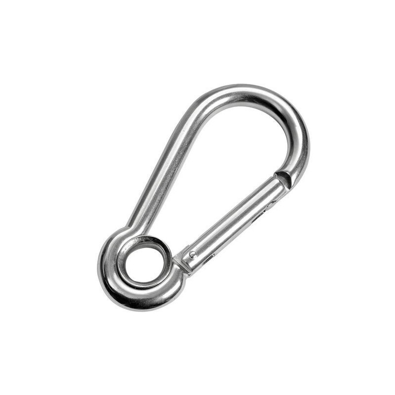 Stainless steel snap hook with flush closure with eyelet 6mm 10 piece pack OS0919106
