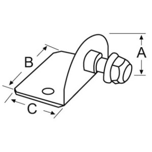90° Flat fastening plate External 8-mm threaded pin OS3801303