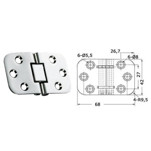 Stainless steel Foldable hinge for table floors and lockers 68x42x2mm N60242240201