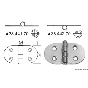 Stainless steel shiny hinge 70x39 mm N60242240227