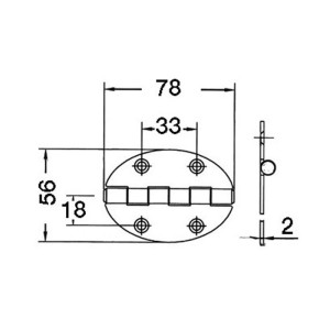 Cerniera ovale inox 78x56x2mm con nodo sporgente Apertura 270° OS3845101-0%