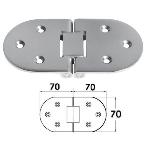 Cerniera Inox Ovale Microfusa con fori 140x70x2.8mm per portelli OS3846075-0%