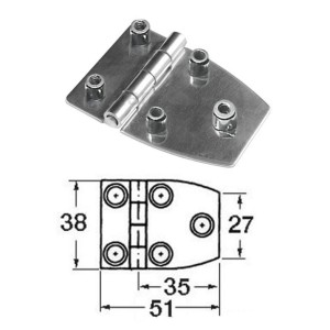 St.steel trapezoidal hinge 51x38mm Thickness 1.7mm Bushings 6 no screws OS3882105