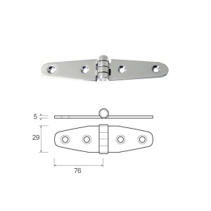 Stainless steel cast hinge Long Wing 152x29mm Thickness 5mm OS3883015