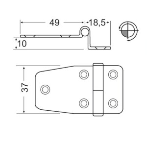 Stainless steel Overhang hinge 67.5x37mm Thickness 2mm OS3844157