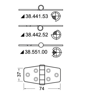 Stainless steel shiny hinge 72x39 mm OS3844153
