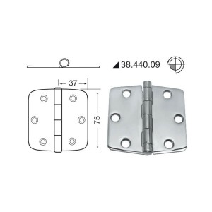 Stainless steel shiny hinge 74x74 mm OS3844009