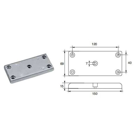 Plate Zinc anode for flaps and rudders L. 69 mm N80605930240