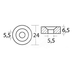 Anodo di Zinco a Rondella 823913 MERCURY MARINER MERCRUISER YAMAHA ∅ 24x6,5 mm N80607030601-18%