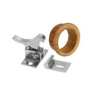 Latch spring for cabinet doors in stainless steel with teak seal N60341500509