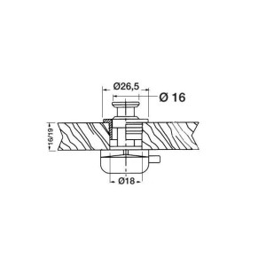 Chromed Brass Mini push-lock Kond d26mm Thickess up to 19mm OS3818210