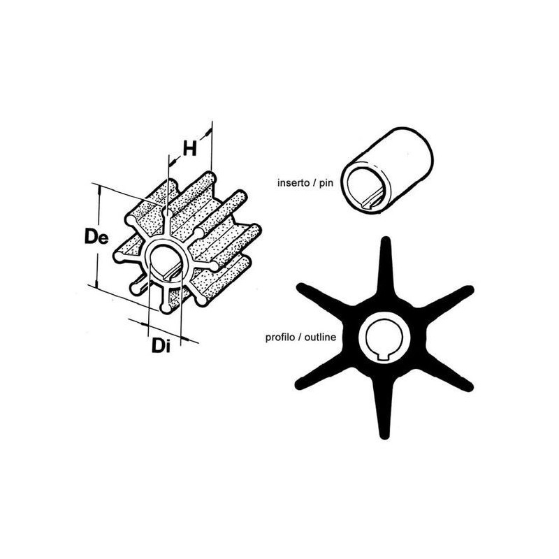 Girante 6 Pale Pompa Acqua Motore Fuoribordo YAMAHA MARINER 6F54435200 CEF 352 N82152014031-40%