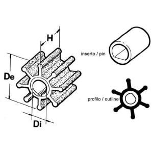 536 Girante in gomma nitrilica per Ancor BG 06 e EP 10 con 6 palette N82152014229-10%