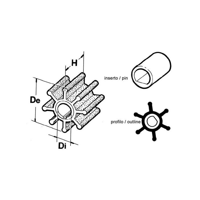 536 Girante in gomma nitrilica per Ancor BG 06 e EP 10 con 6 palette N82152014229-10%