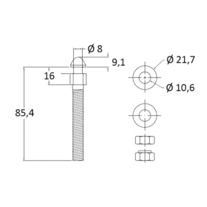 Hidden vertical lock Black Plastic handle OS3810900