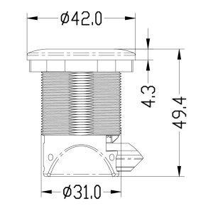 Chromed zamak push-button click 42/31x25mm OS3817900