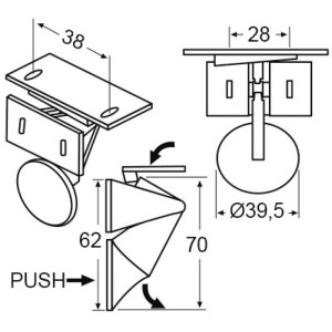 Latch for door's cabinet Hole Ø 28/33mm OS3818400