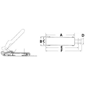 Anti-vibration peak latch Black 96x29mm OS3820001