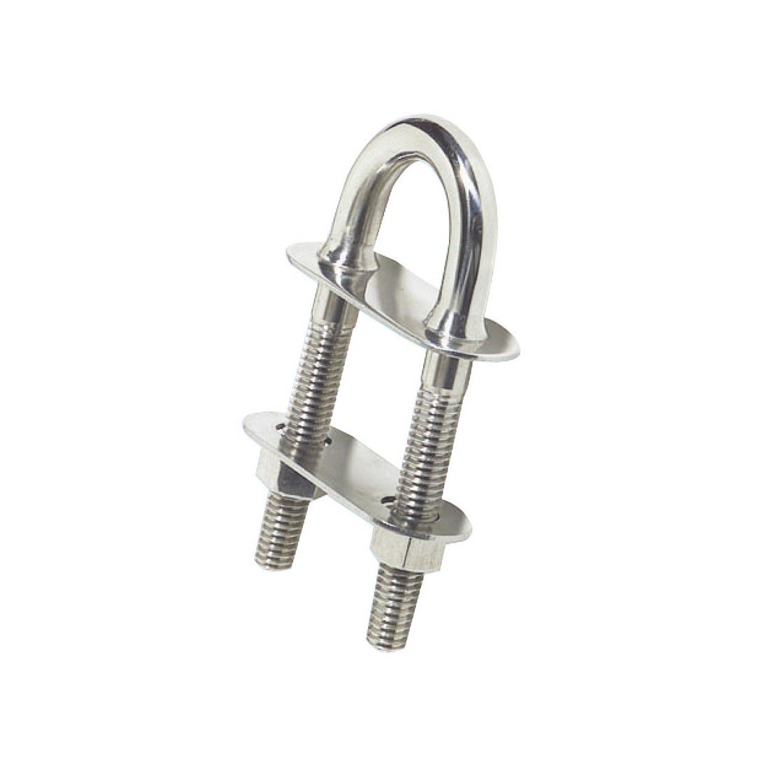 Cinghia a U in acciaio inox con vite filettate e rondelle, fissaggio a bullone doppiamente guidato. differenza tra acciaio inox aisi 304 e 316
