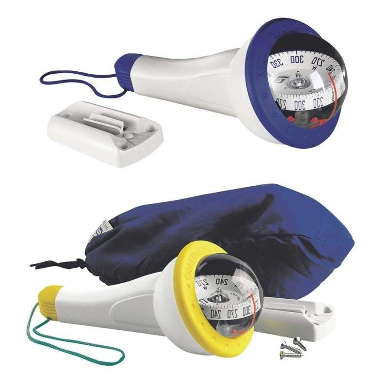 Due bussole da rilevamento portatili con custodie colorate (una con anello blu, l’altra con anello giallo) incluse di una custodia sicura e accessori.