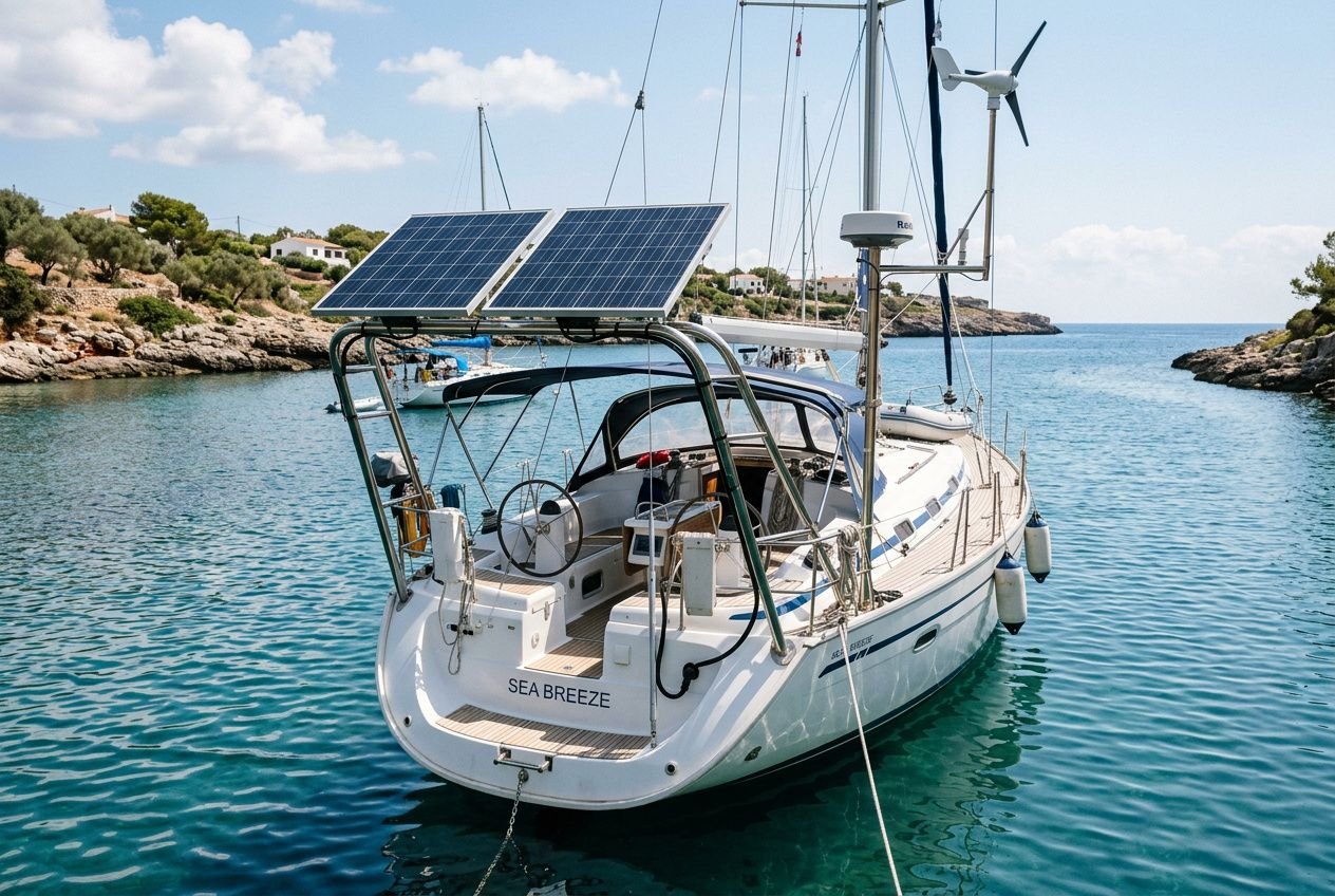 Schema impianto fotovoltaico per barca e gommone