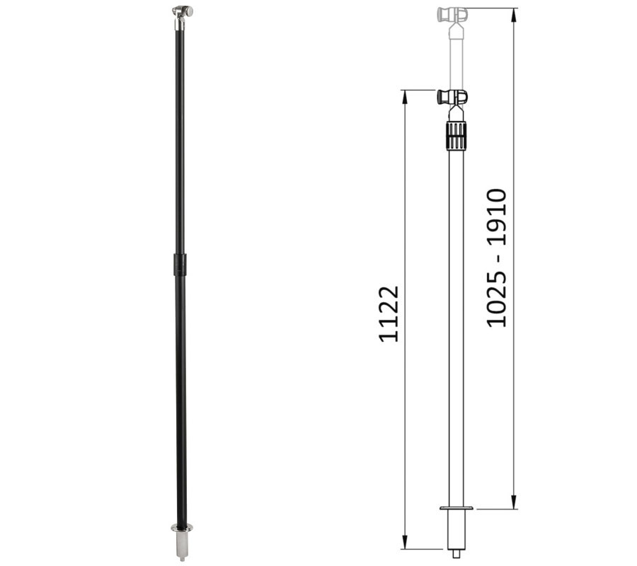 Asta doccia telescopica in alluminio per esterni Rocky Ø35mm #OS1548020