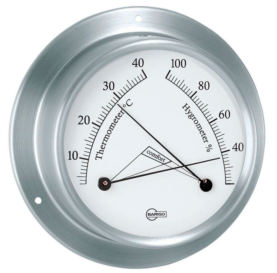 Barigo Star Chrome-plated brass Hygrometer with thermometer Ø85