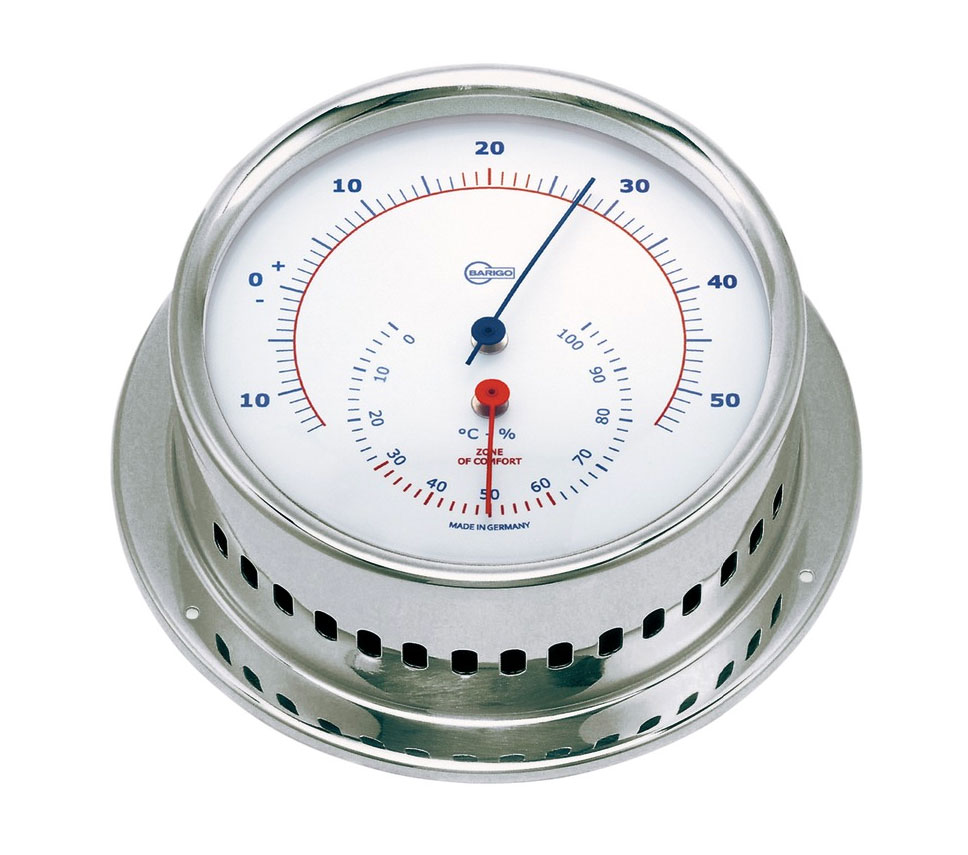 Barigo Sky Polished Stainless Steel Hygrometer Thermometer 110x32mm OS2898701