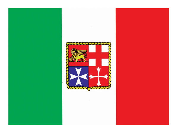 Adesivo Bandiera Italia 20x30cm con stemma marina mercantile #N30112603781